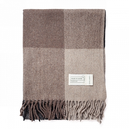 2Картинка Плед House of Juniper Block Check Herringbone Natural Taupe